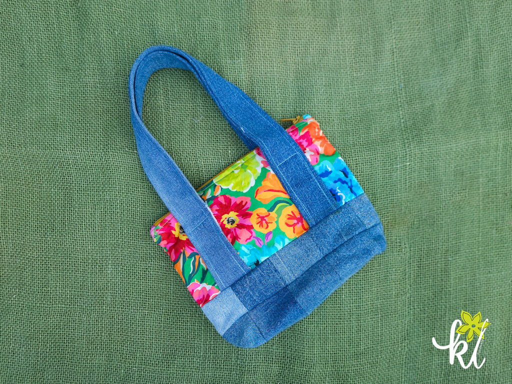 Denim Garden Mini Tote | Cartera Upcycled 🌸