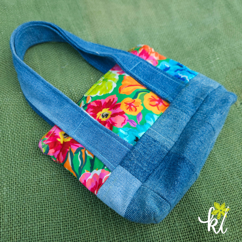 Denim Garden Mini Tote | Cartera Upcycled 🌸