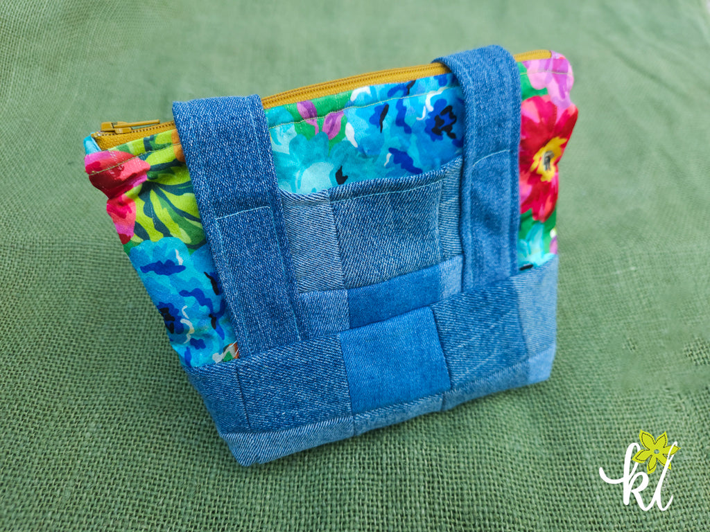 Denim Garden Mini Tote | Cartera Upcycled 🌸