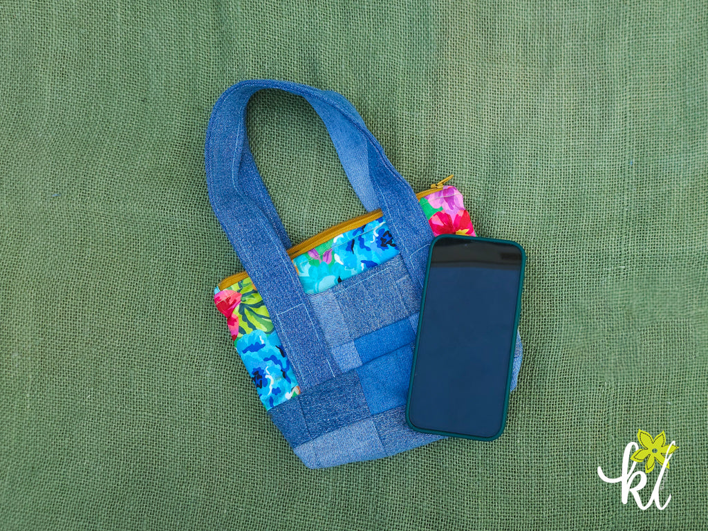 Denim Garden Mini Tote | Cartera Upcycled 🌸