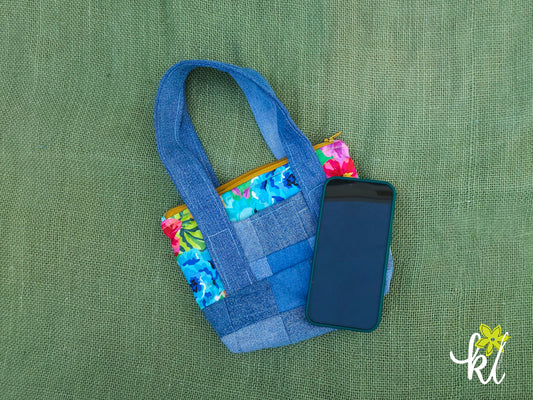 Denim Garden Mini Tote | Cartera Upcycled 🌸