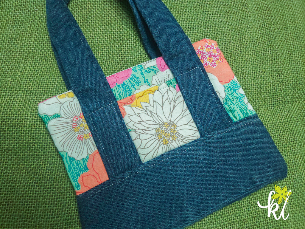 Denim Garden Mini Tote | Cartera Upcycled 🌸